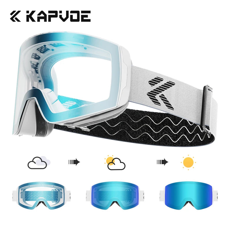 Kapvoe Snow Goggles Ski Snowboarding Skiing Sunglasses for Women Men Anti-Fog Lens UV400 Photochromic Glasses Motorcycle Glasses
