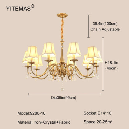 Crystal Chandelier With Lamp Shade For Living Room Gold Chandeliers Bedroom Farmhouse Church Pendant Lights Dining Room Light