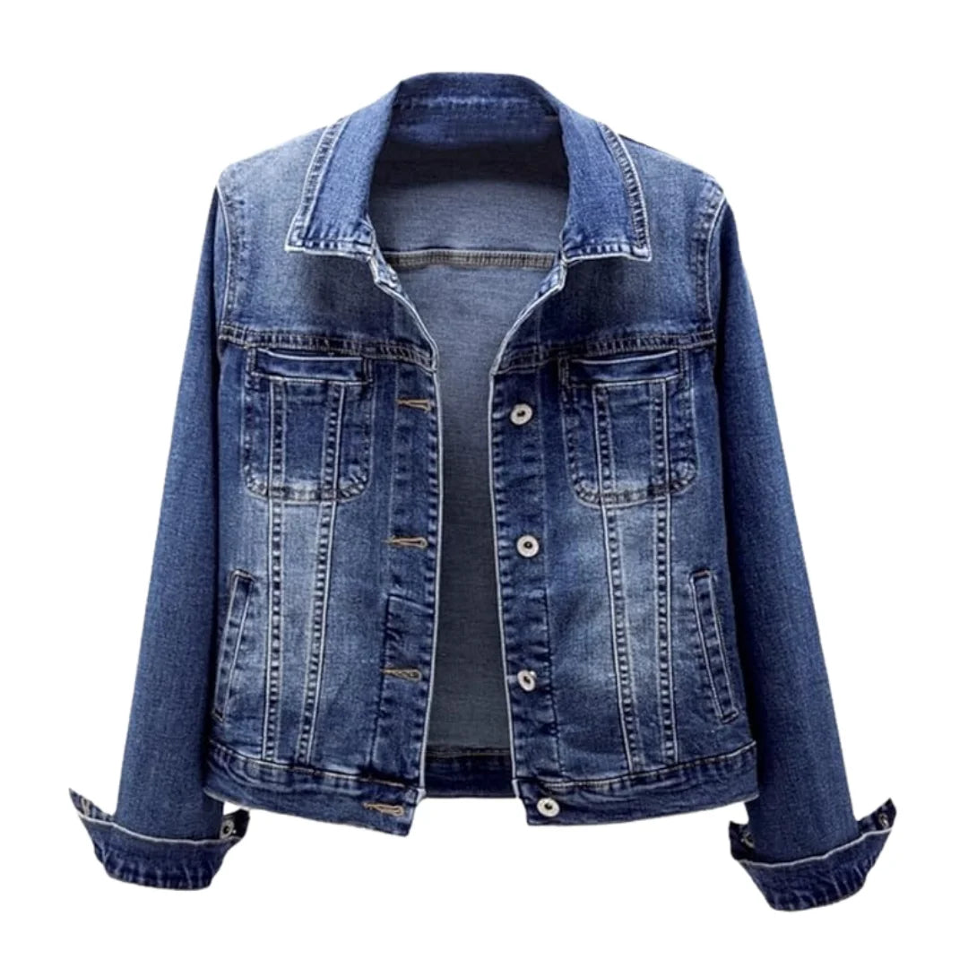 Women's Regular Fit Button-Up Washed Denim Jacket Autumn Winter Streetwear Sweet Style Long Sleeve Heavyweight Light Wash