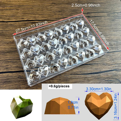 1Pcs Chocolate Molds Polycarbonate Candy Flowers Cube Oval Shape Confectionery Pans Trays Acrylic Baking Utensils Pastry Mould