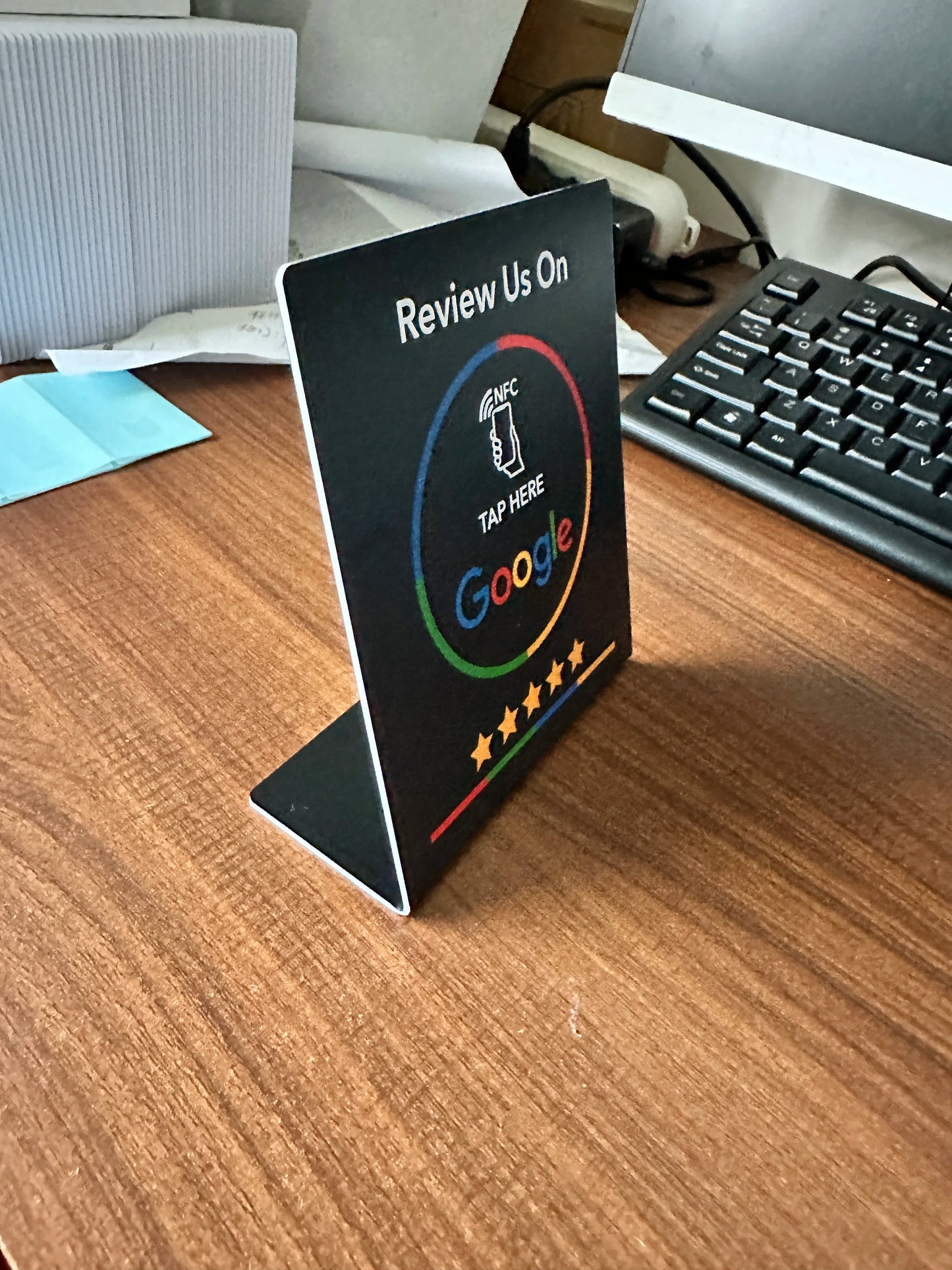 13.56Mhz Programmable Google Review Card NFC Station Table Acrylic Stickers Waterproof NFC Stand Google Review Card