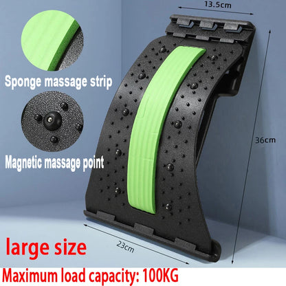4-Level Adjustable Back Stretcher Lumbar Support Massage Roller with Sponge Strip for Spine Relax Home Office Yoga Aid
