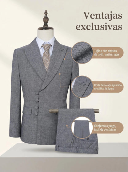 ST Cassy Elegant Men Suit for Wedding Slim Fit Double Breasted Multiple Buttons Casual Business Man 2 Piece Set Party Outfit
