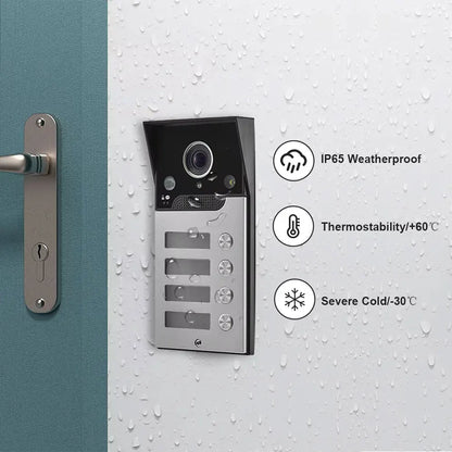 7 Inch LCD Video Doorphone Intercom Wide Angle Waterproof 1080P Camera Doorbell System for 2/3/4 Apartment Family Access Control