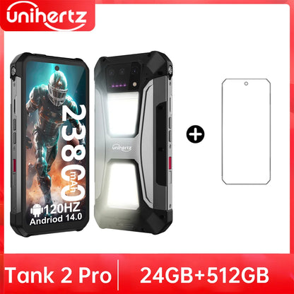 Unihertz tank 2 Pro 8849 rugged phone with projector, 100MP camera, 24GB 512GB, Android 14, 100MP, NFC, Helio G99, 23800mAh , 4G