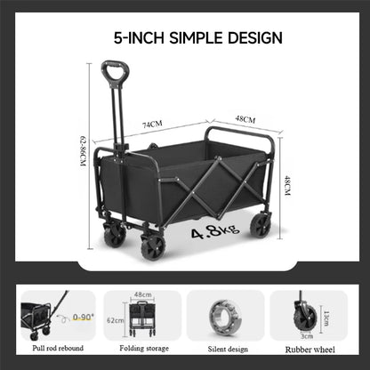 Camping Cart Foldable Trolley Outdoor Picnic Portable Hand-Pull Cart Camping Trailer Camping