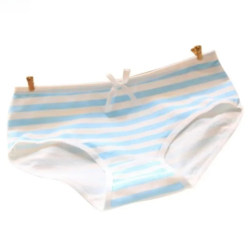 Women Cute Sexy Underwear Panties Stripes Navy Bowknot Tanga Lovely Women Panties Cotton Briefs