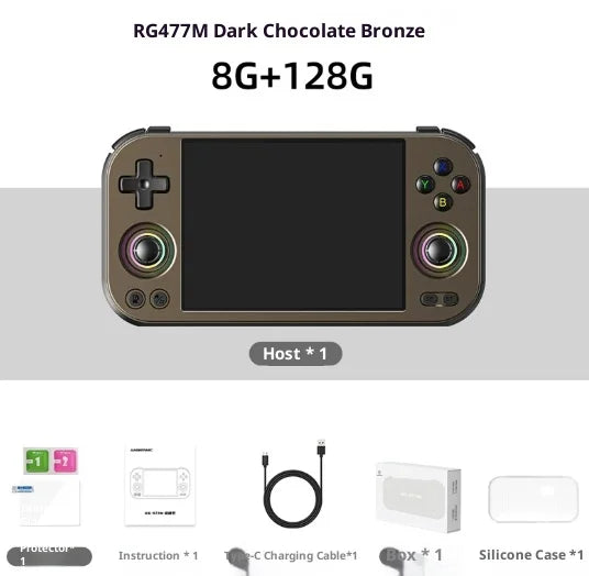 Rg 477m Game Console 3d Hall Joystick 4.7"120hz CNC Aluminum Android Handheld Active Heat Dissipation 12+256gb For Steam Switch