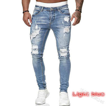 2025 New mbroidery Skinny Ripped Jeans Men Cotton Stretchy Hole Slim Fit Hip Hop Denim Pants Casual Jeans for Men Jogging Trouse