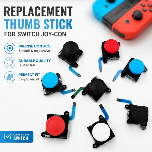 Replacement Joystick Thumb Stick Analog Control Stick for Switch Joy-Con Controller, 3D High Quality, Compatible with Switch