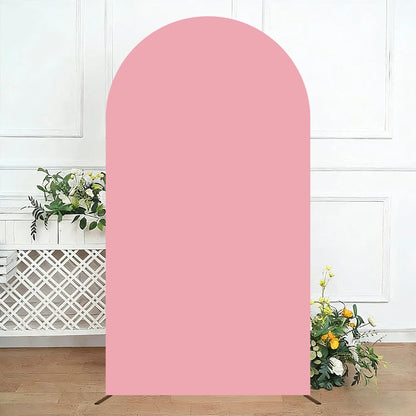 Pink Elastic Arch Backdrop Cover Spandex Fitted 2-Sided Round Top Chiara Arch Backdrop Cover for Wedding Party Birthday Banquet