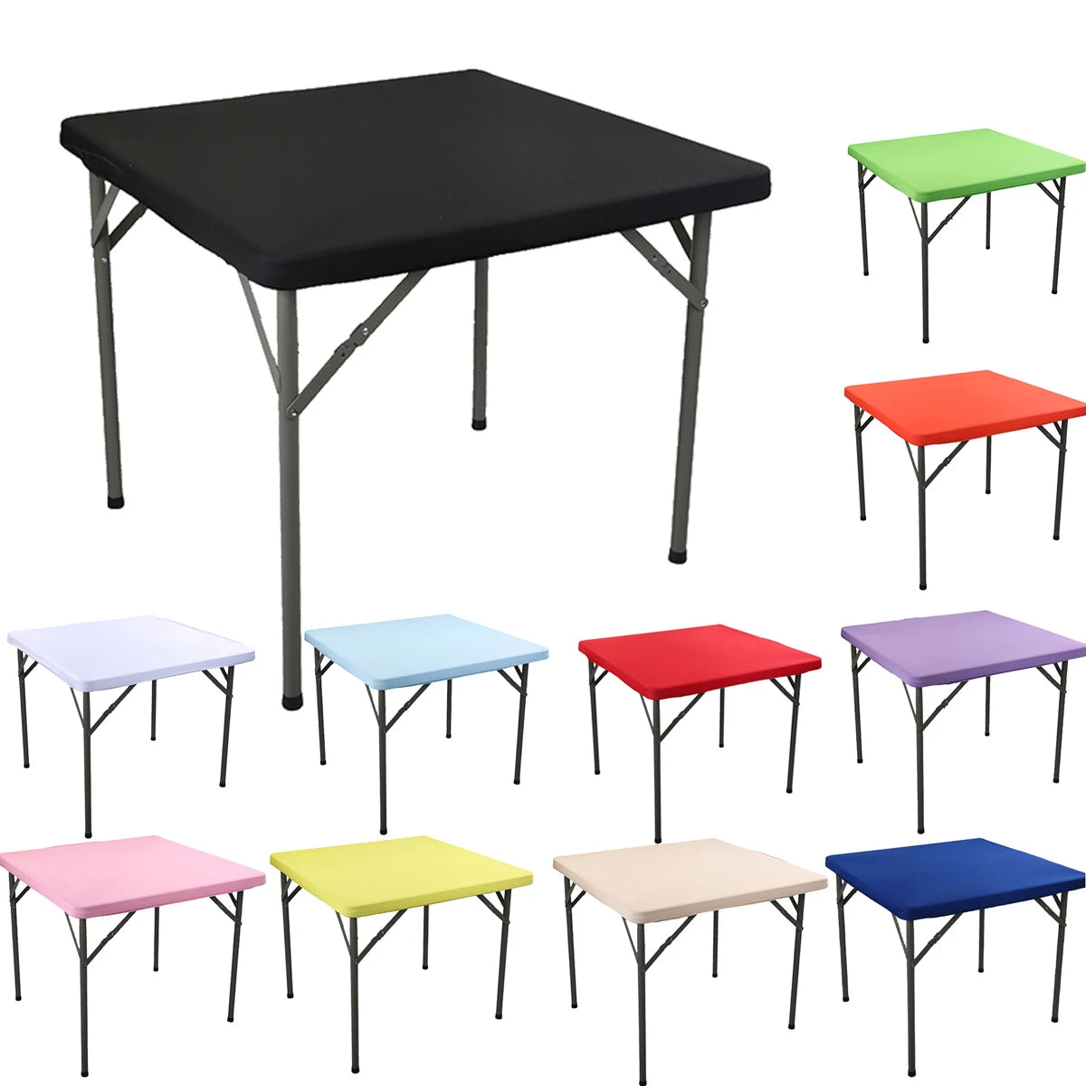 1Pcs Stretchy Square Table Cover, Washable Tablecloth For Party Dining, Cocktails Table, Birthday Wedding Party Decorations