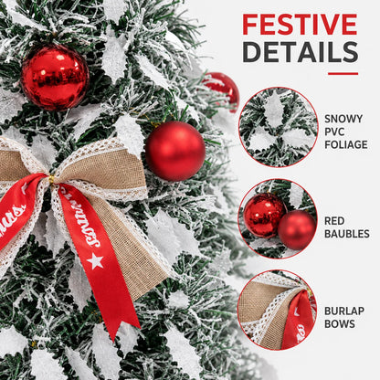 150cm/180cm/210cm Pop Up Collapsible PVC Artificial Christmas Tree Pre Decorated Optional USB LED Lights Metal Stand Home Decor