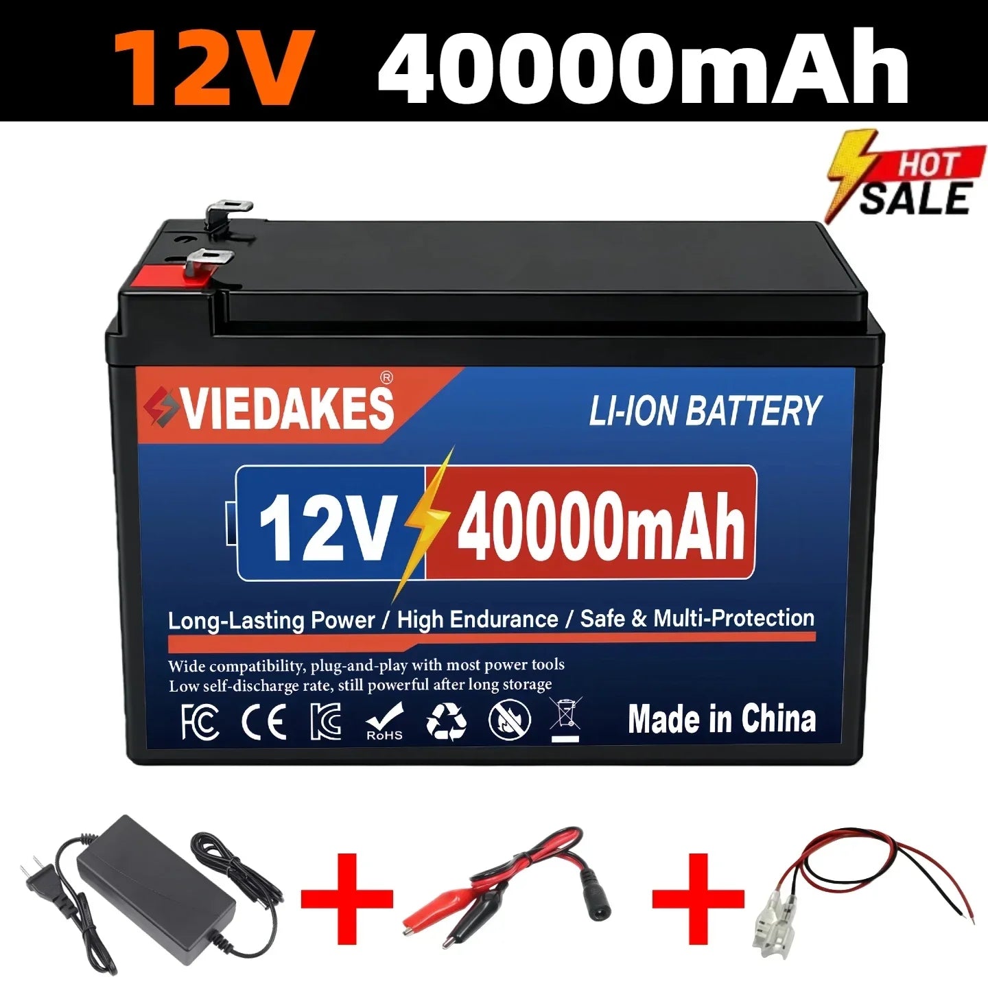 VIEDAKES Brand New 3S7P 12V 100Ah LiFePO4 18650 Battery Pack Power Bank Lightweight Design for Hiking Backpacking Trips