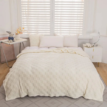 Waffle Blanket, Winter Knitted Blanket, Jacquard Braid Blanket, Warm Gift Blanket ,for Bed Sheet or Sofa Cover Four-season