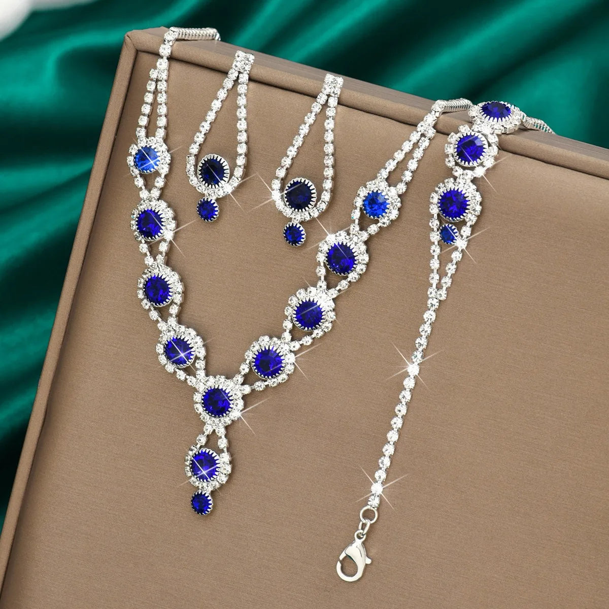 4PCS Fashion Elegant Crystal Jewelry Sets for Women Rhinestones