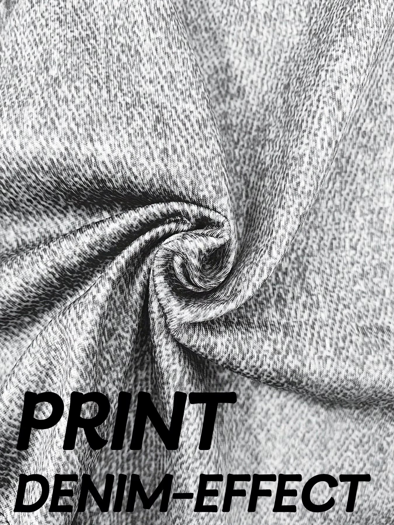 Plus Size Women's Imitation Denim Printed Tight Capri High Elasticity Knitted Fashion Casual Leggings