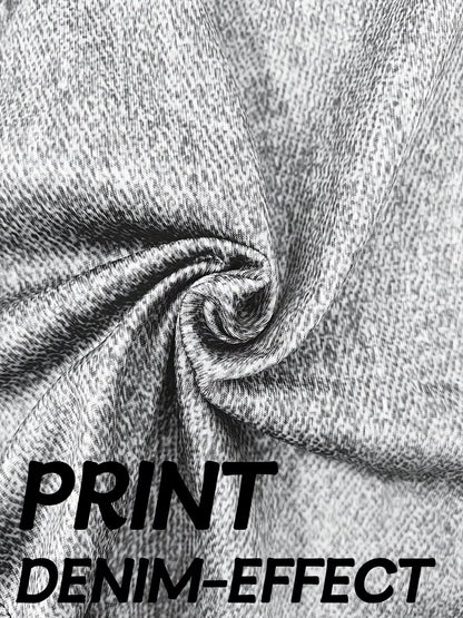 Plus Size Women's Imitation Denim Printed Tight Capri High Elasticity Knitted Fashion Casual Leggings