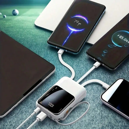 Slim Lightweight 10000mAh Fast Charging Power Bank, LED Digital Display Compact External Phone Charger, Multi-device Travel Backup Power, Thoughtful Present for Birthdays & Business Trips