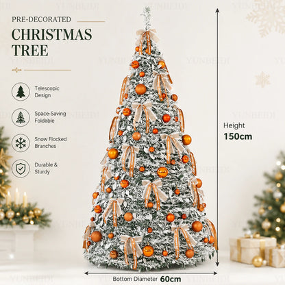 Integrated Christmas Tree Foldable with Ornaments LED Lights High Grade Christmas Tree 120cm To 180cm Home Christmas Party Decor