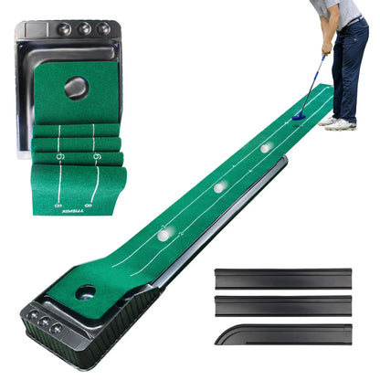 KOFULL Golf Putting Green Mini Golf Putting Mat with Ball Return for Putter Practice Indoor/Outdoor Training Tools