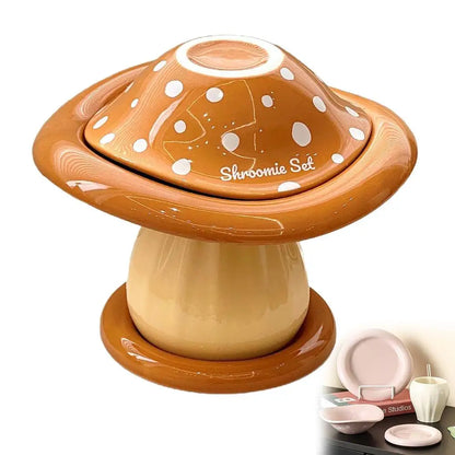 Mushroom Set Bowls and Plates for Home Kitchen Large Capacity Ceramic Bowl Western Plate Tea Desserts Tray Mushroom Tableware