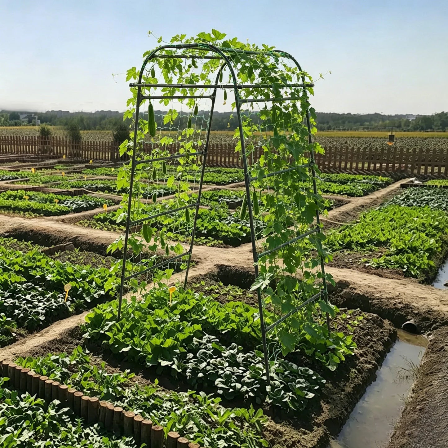 Garden Arch Trellis 82.7in Tall, Climbing Plant Support 35.4x31.5in, Steel Arbor for Cucumber Grape Vine Tomato