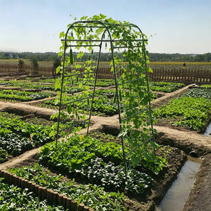 Garden Arch Trellis 82.7in Tall, Climbing Plant Support 35.4x31.5in, Steel Arbor for Cucumber Grape Vine Tomato