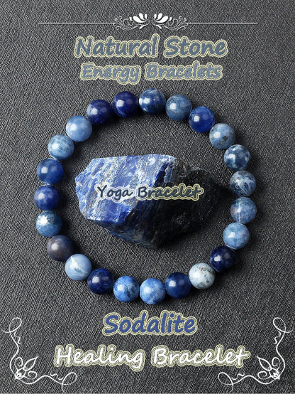 Original Natural Stone Beads Bracelet Men Women Reiki Blue Apatite Lapis Lazuli Amethyst Yellow Tiger Eye Beads Bracelet Jewelry