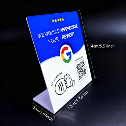 HACHANLUN Programmable NFC 215 QR code Google Review NFC Display rack 13.56Mhz Five Star Rating System Customer Feedback Tool