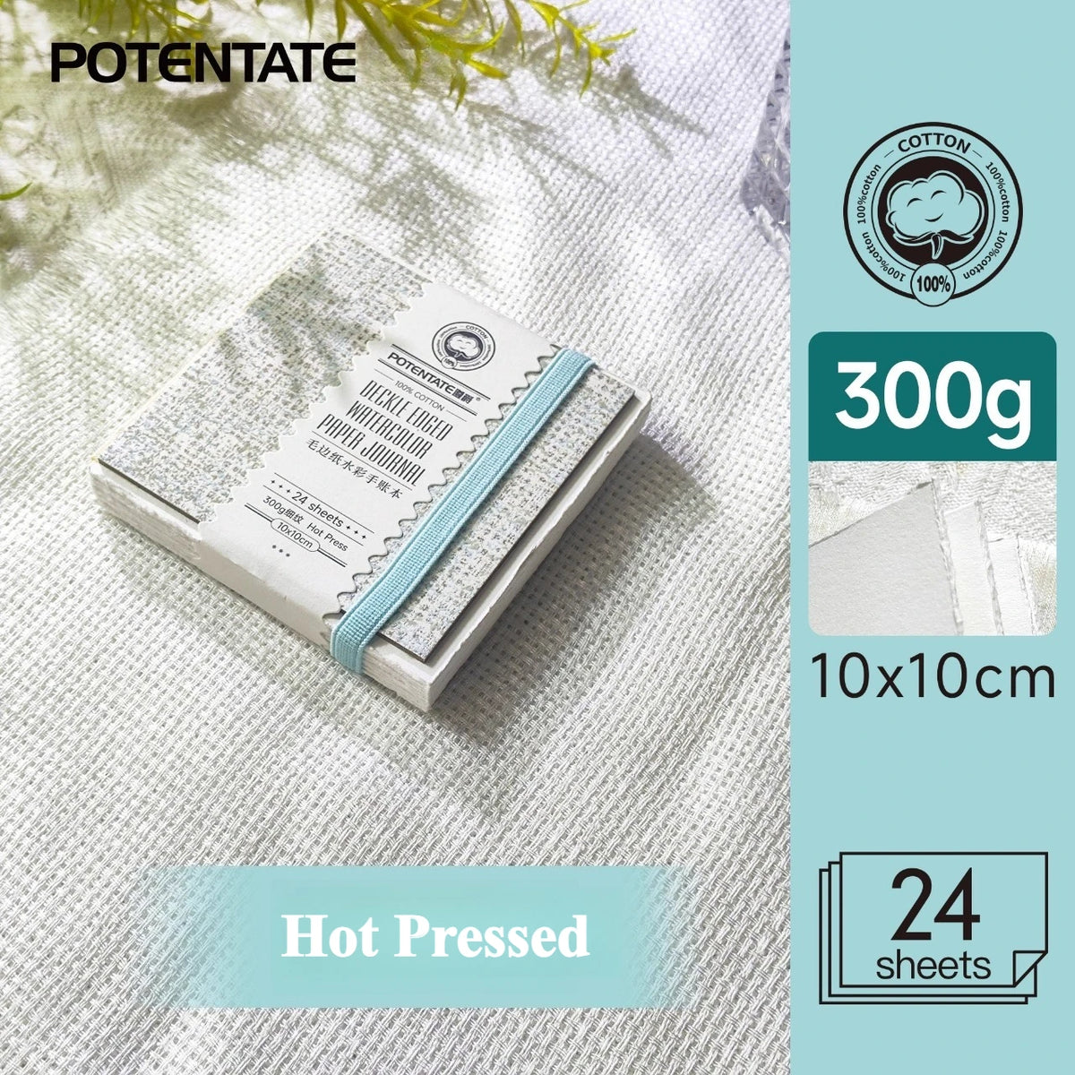POTENTATE Cotton Fringed Watercolor Notebook 300g Hot/Cold Pressed Specific Watercolor Paper Drawing Book for Art Student
