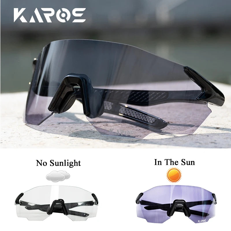 KAROS Photochromic Cycling Glasses MTB Road Bike Eyewear Men Women Outdoor Sports Sunglasses Adjustable Lens for Bicycle K01