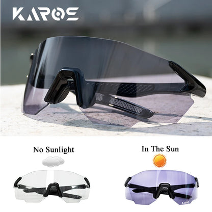 KAROS Photochromic Cycling Glasses MTB Road Bike Eyewear Men Women Outdoor Sports Sunglasses Adjustable Lens for Bicycle K01