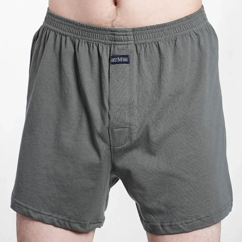 Men's Pure Cotton Boxer Shorts Underwear High Waist Big Underpants Casual Plaid Plus Size Aro Pants Pajama Bottoms at Home M-3XL