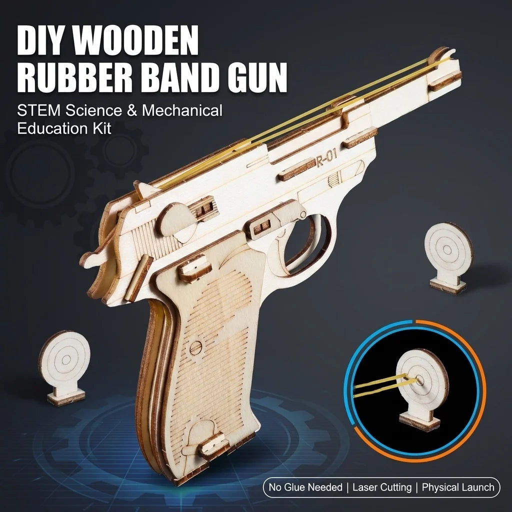 STEM DIY Rubber Band Gun Model Tech Production Invention Science Experiment Kit Puzzle Teaching Aids Material For Kids Students