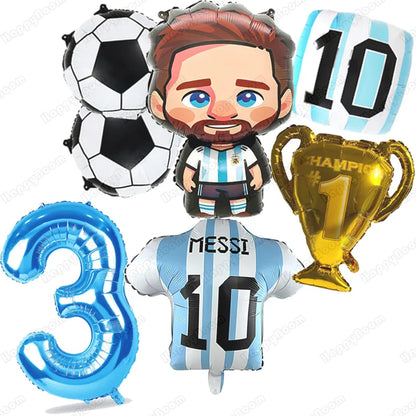 7pcs Messi Football Foil Globos Balloons Trophy Soccer Balloons Boy Birthday Party Decorations Sports Party Supplies Baby Shower