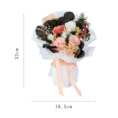 Preserved Rose Bouquet - Real Yunnan Dried Flowers, Eternal Forever Roses, Perfect for Valentine's Day Christmas Gifts for Her