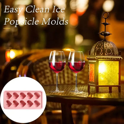 10 Grids Heart Shaped Silicone Ice Cube Trays Easy Release DIY Love Heart Ice Cubes Chocolate Candy Mold For Cocktails Ice Maker