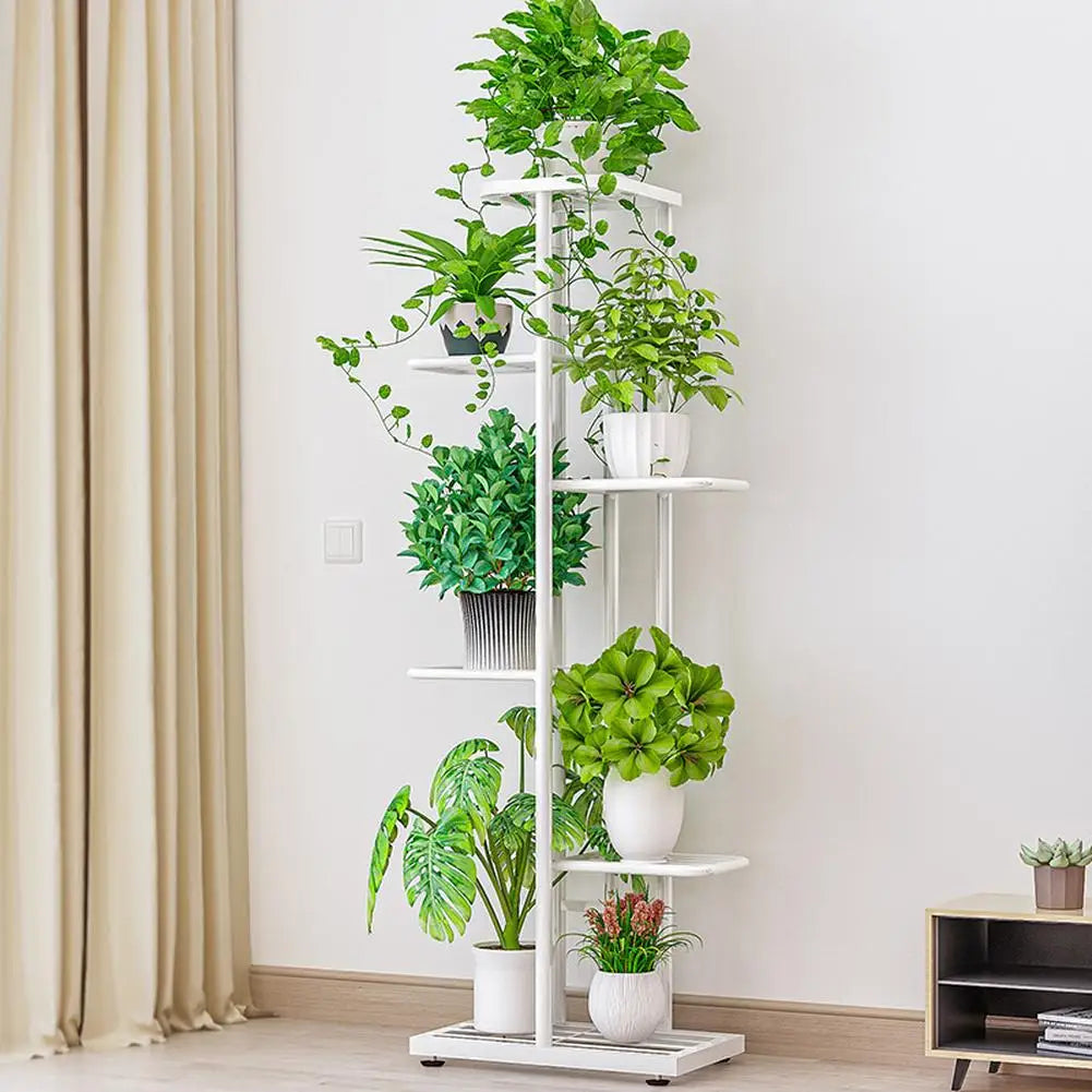6 Tier Plant Stand, 7 Potted Indoor Tall Plant Holders, Corner Metal Tiered Plant Stands, Multiple Plant Display Rack Organizer For Living Room Balcony