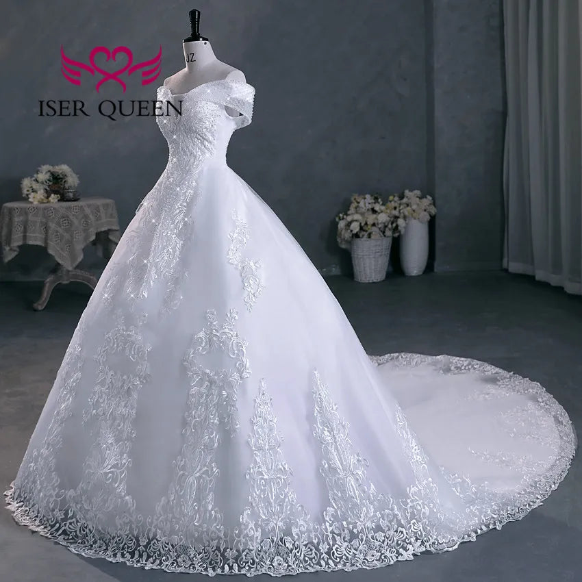 Customized Beading V neck Pretty Lace Embroidery Wedding Dress 2026 Ball Gown Plus Size Elegant Wedding Dresses For Women WX0298