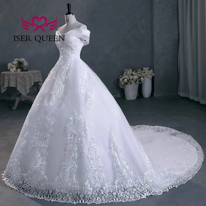 Customized Beading V neck Pretty Lace Embroidery Wedding Dress 2026 Ball Gown Plus Size Elegant Wedding Dresses For Women WX0298