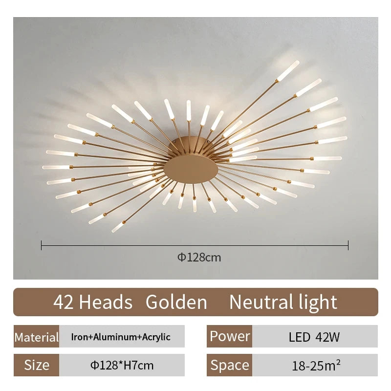 Multi-Head LED Ceiling Light | Black & Gold-Tone Surface Mount | Living Rooms, Dining Rooms & Bedrooms
