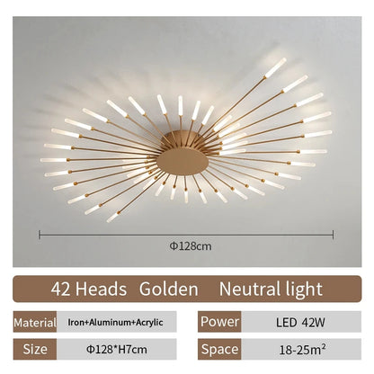 Multi-Head LED Ceiling Light | Black & Gold-Tone Surface Mount | Living Rooms, Dining Rooms & Bedrooms
