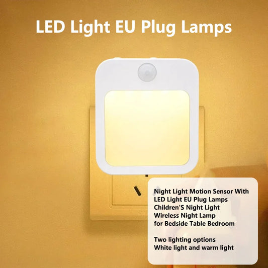 Night Light Motion Sensor With LED Light EU Plug Lamps Children'S Night Light Wireless Night Lamp For Bedside Table Bedroom