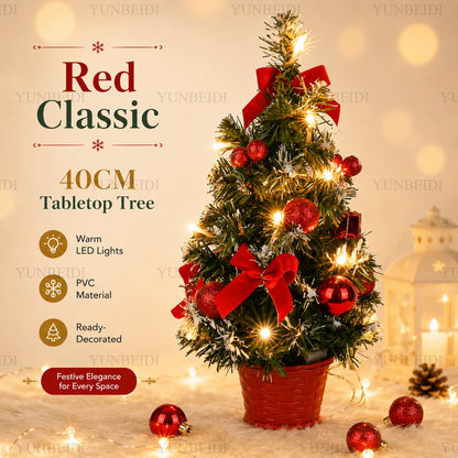 40CM Christmas Tree with LED Lights Mini Artificial Christmas Tree Home Desktop Decoration Christmas Decoration New Year Gift