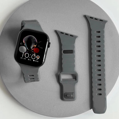 Silicone Sport Band for Apple Watch Ultra 3/2 49mm 42 44 38 40 41mm Two Tone Adjustable Strap for Iwatch S11 10 9 8 7 6 SE3 Belt