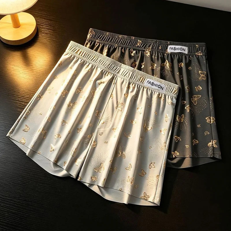 4-Piece Butterfly Print Men's Personalized Aro Pants, Loose And Breathable Casual Underwear, Men's Fashionable Boxer Shorts