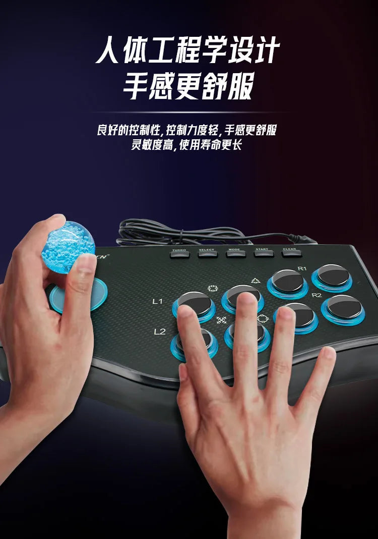 Best Pick Retro Arcade Game Rocker Controller Usb Joystick For Ps2/Ps3/Pc/Android Smart Tv Built-In Vibrator Eight Direction Joy