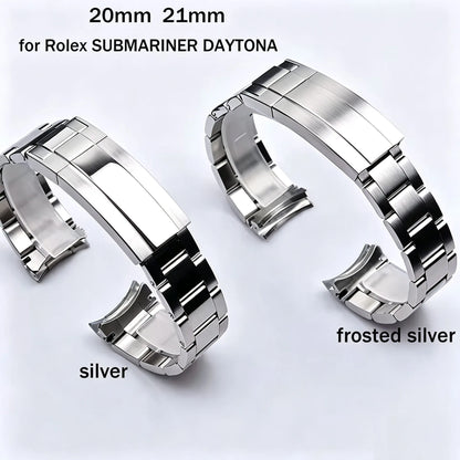 20mm 21mm For Rolex SUBMARINER DAYTONA SUP GMT Fit NH35 NH36 Curved End Interface Men's Oyster Solid Stainless Steel Watchband