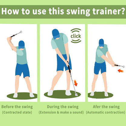 Retractable Golf Swing Training Aid Portable Grip  with Click Feedback for Golf Practice & Training